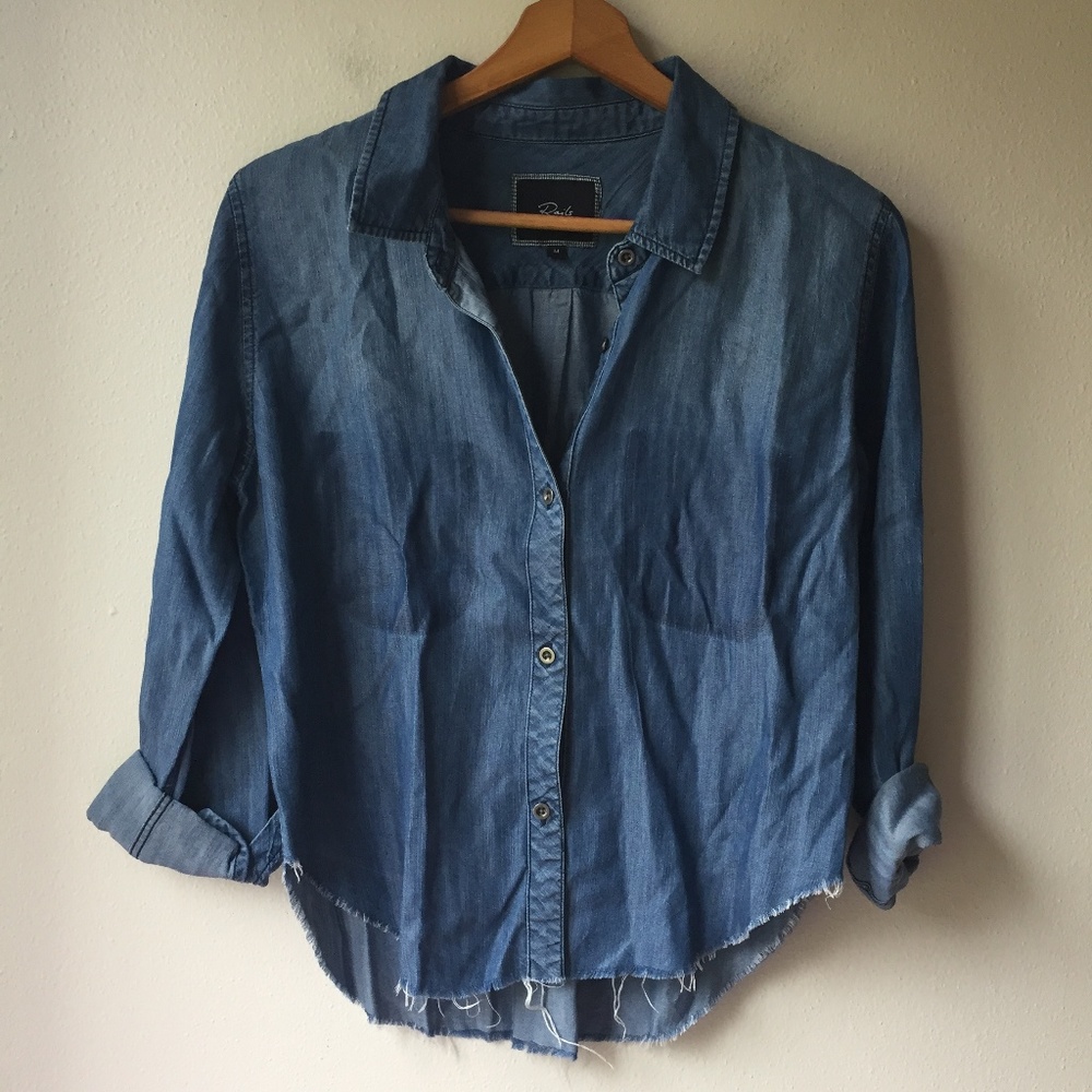 Rails Raw Hem Button Down Chambray Shirt - image 1